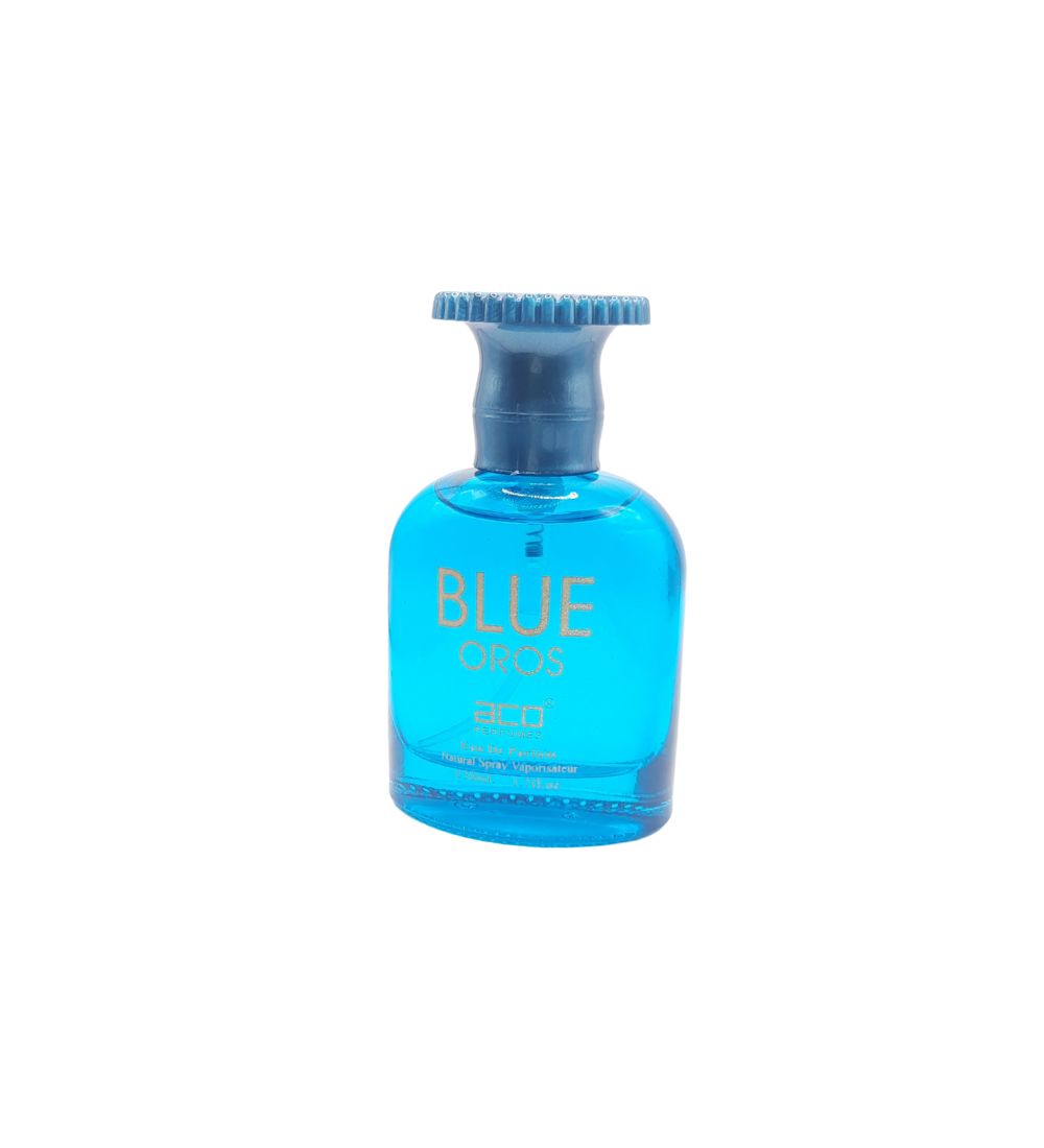 Blue OROS Perfume 50 ml - Exotic Scent men's fragrance in a sleek blue glass bottle, perfect for Personal Care and Perfumes & Colognes categories.