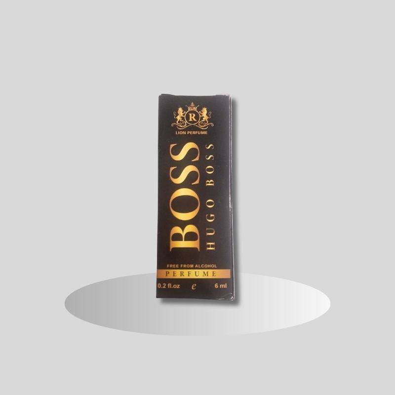 BOSS Roll On Perfume 6ml unisex pocket fragrance in sleek black and gold packaging. Ideal for gifting and everyday personal care use.