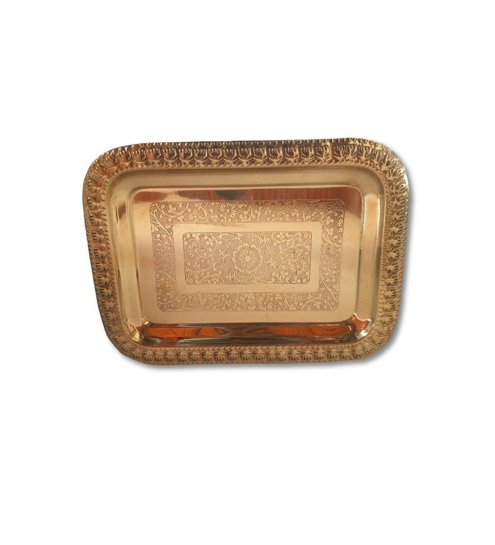 Brass Rectangular Serving Tray Bamagate.com