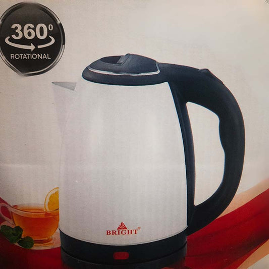 Bright Electric Kettle Silver 1.8L featuring 360° rotational base, perfect for efficient water heating in any kitchen setup.