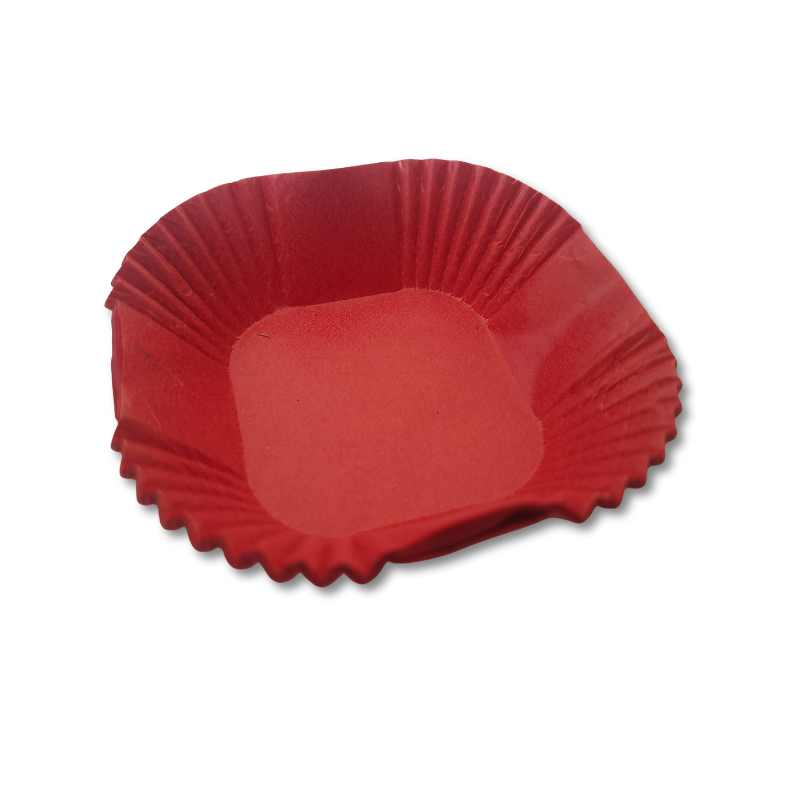Red square-shaped brownie cup liner from the 25 PCs Set, perfect for non-stick baking and easy removal of cupcakes or pastries.