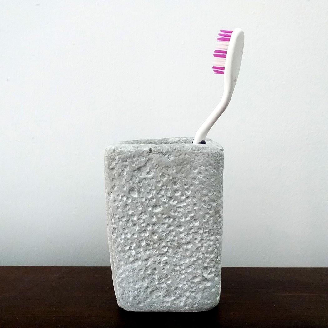 Concrete Finish Bathroom Brush Holder Soap Tray Dish - Bamagate