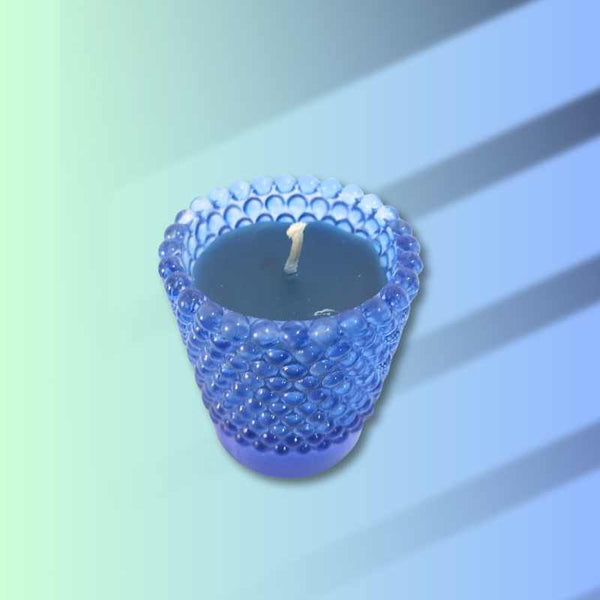 Blue Bubble Glass with Candle