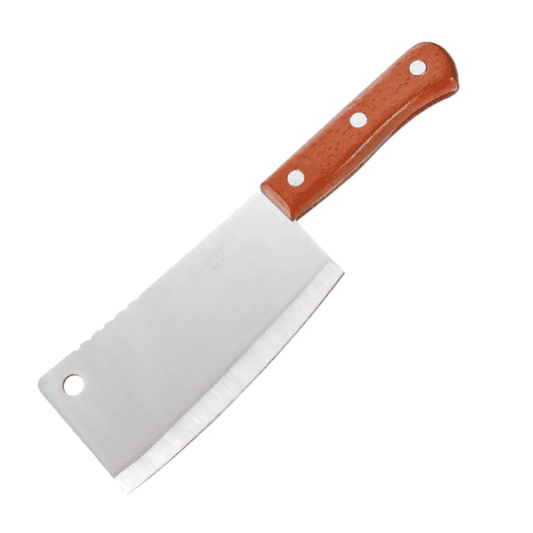12" butcher knife with stainless steel blade and ergonomic wooden handle, ideal for meat processing in animal husbandry applications.