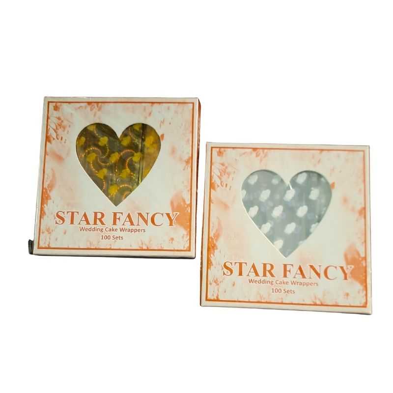 Wedding Cake Wrappers 100 PCS - Bulk | Cake Presentation set in two color options, ideal for elegant cake display and storage at weddings.