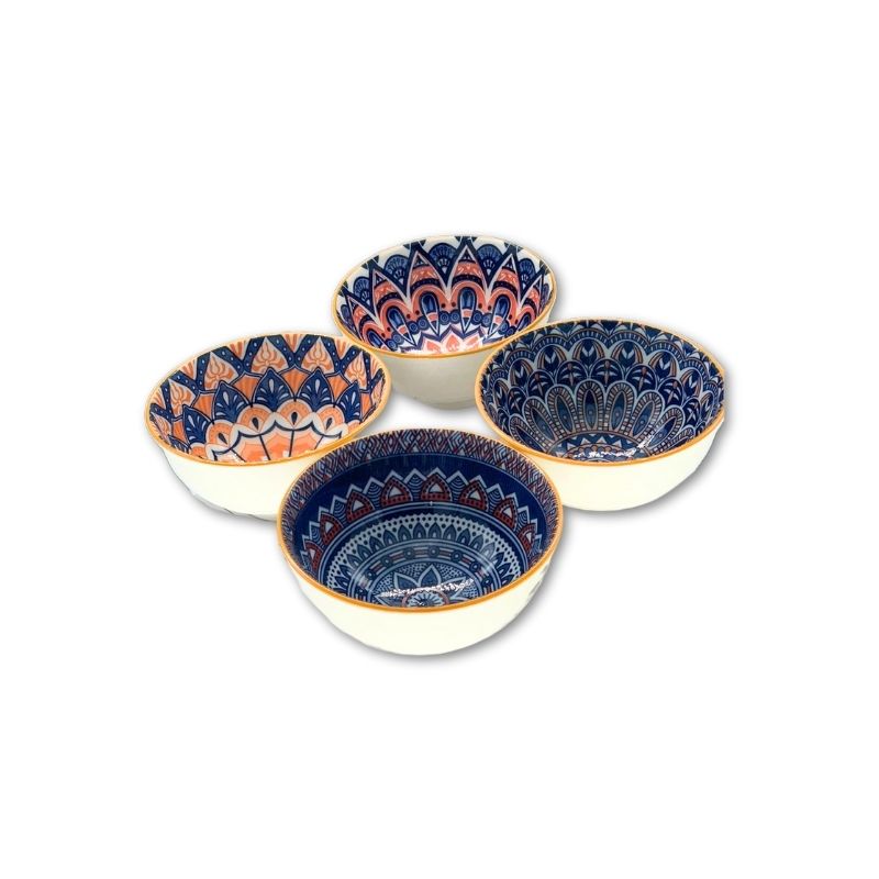 4PCS Mandela Porcelain Soup Cereal Serving Bowls | Bamagate.com with vibrant interior prints, crafted for durability and elegance in everyday dining.
