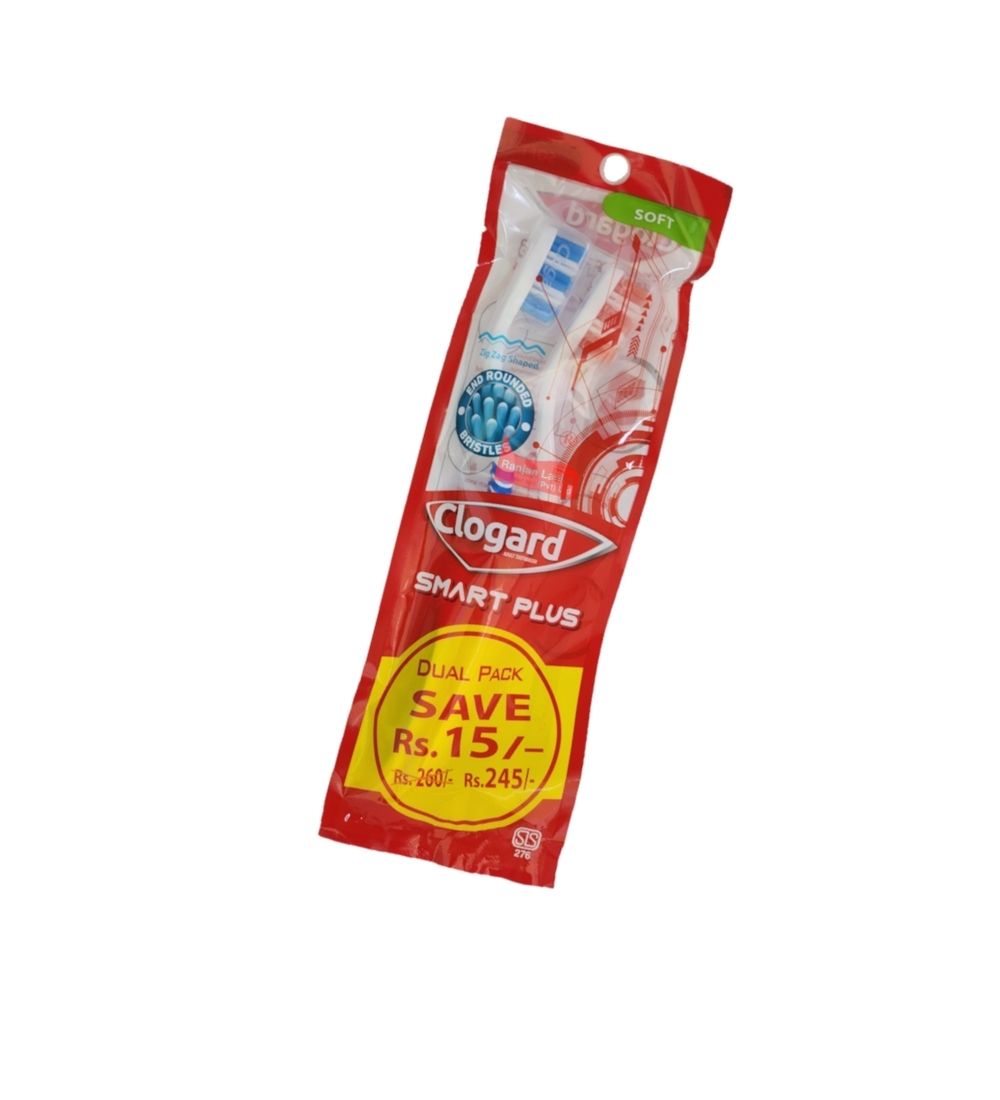 Clogard Buy2 Tooth Brush Double Pack with soft bristles in red packaging, ideal for daily oral care. Available at Bamagate.com in Sri Lanka.