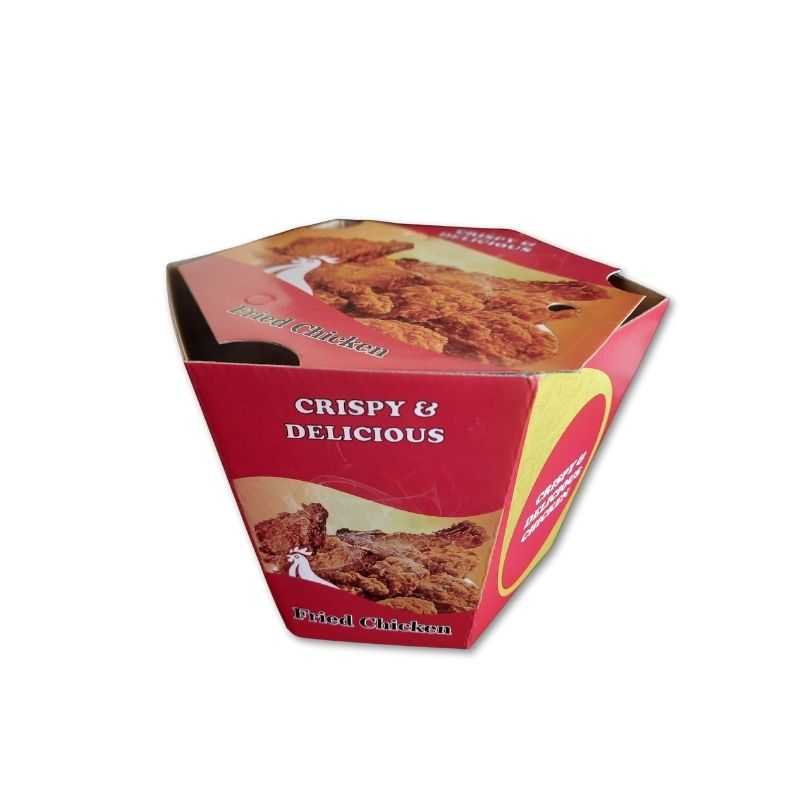 Medium disposable fried chicken bucket with red design, labeled 'Crispy & Delicious'. Ideal for food service and takeout packaging.