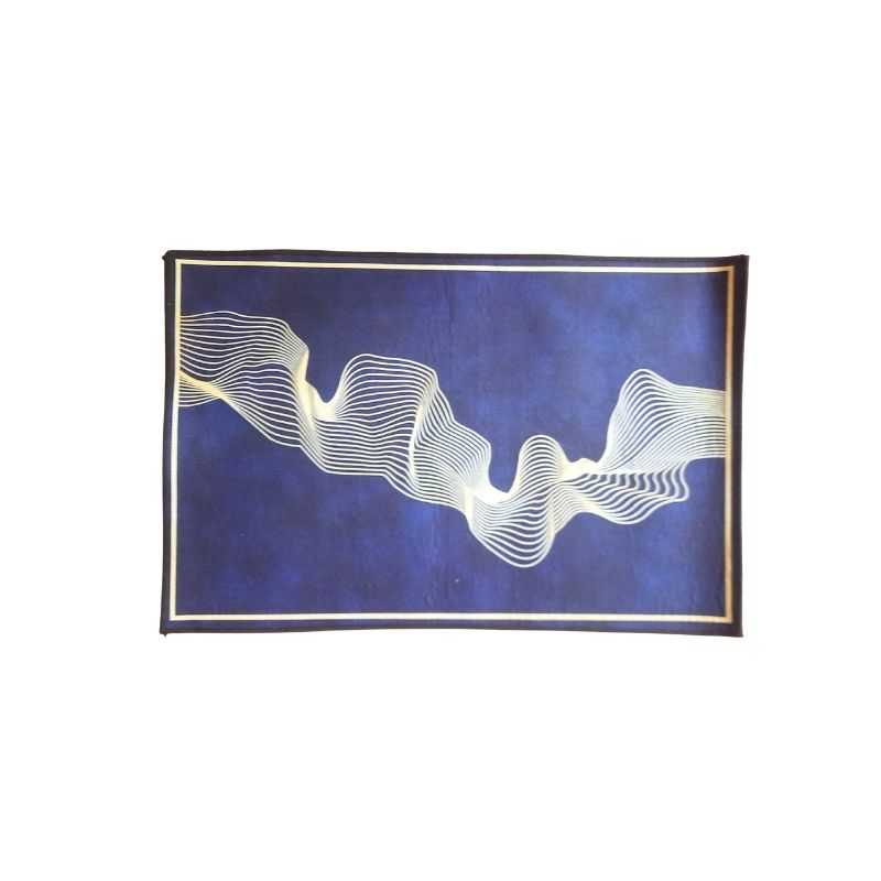 Indoor Nonslip Door Mat 22x15 inch in deep blue with white wave pattern, ideal for stylish home entryways and slip-resistant safety.