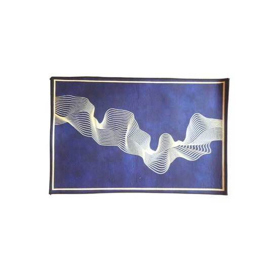 Indoor Nonslip Door Mat 22x15 inch in deep blue with white wave pattern, ideal for stylish home entryways and slip-resistant safety.