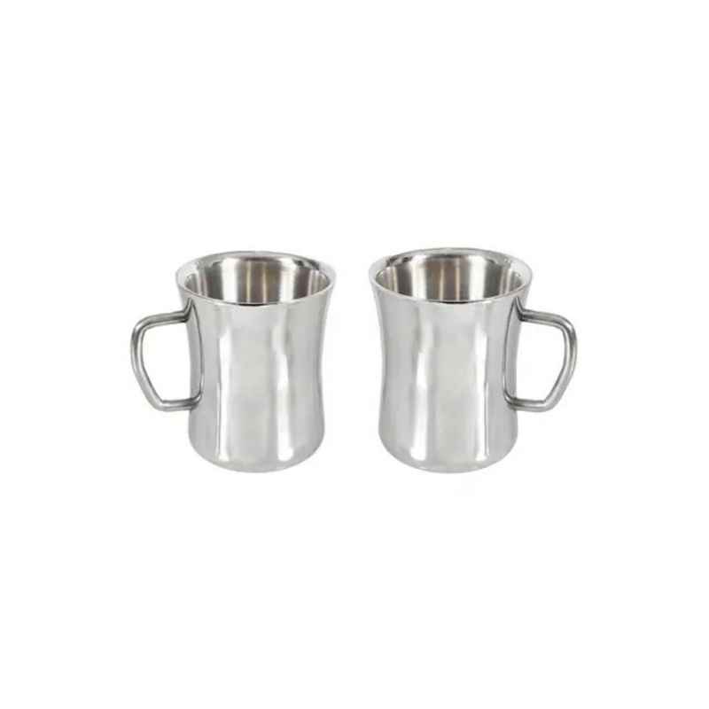Set of two Stainless Steel Double Wall Mugs with handles, perfect for daily beverage use. Shop mug stainless steel price in Sri Lanka at Bamagate.com.