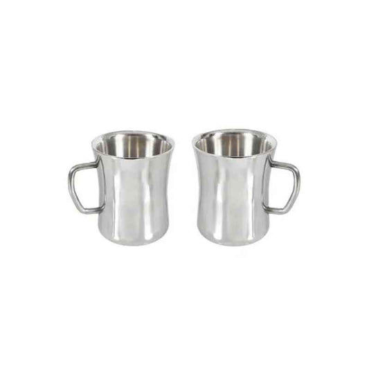 Set of two Stainless Steel Double Wall Mugs with handles, perfect for daily beverage use. Shop mug stainless steel price in Sri Lanka at Bamagate.com.