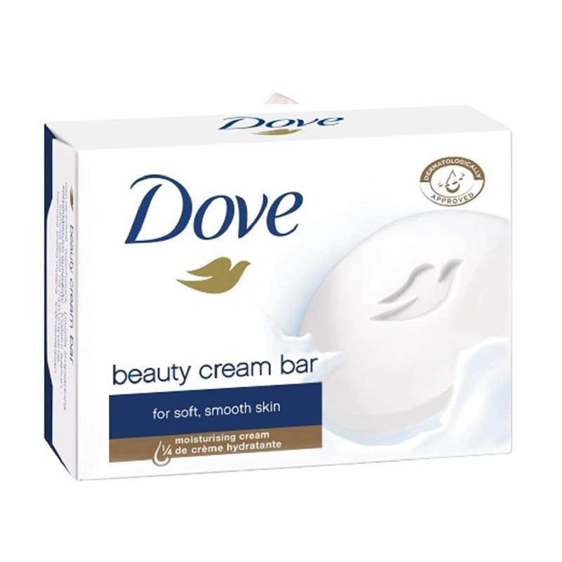 Dove Soap Beauty Cream Bar 135g with moisturizing cream for soft, smooth skin. Dermatologically approved bar soap for gentle cleansing.