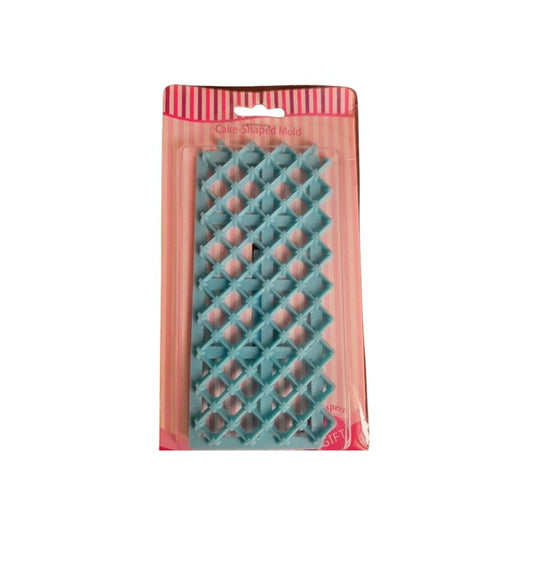 Embossing Fondant Molds - Cake Mold in blue diamond pattern, ideal for decorating cakes with textured fondant designs. Durable and food-safe plastic.