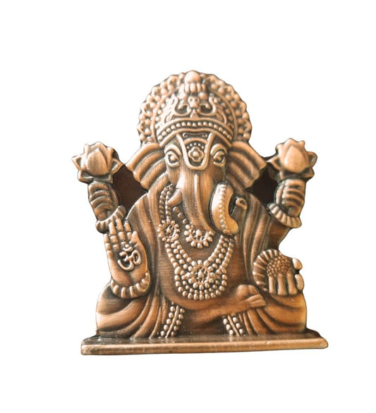 Bronze-finish Ganesha Idol For Car Dashboard featuring detailed craftsmanship, perfect for religious decor in Hindu vehicles in Sri Lanka.