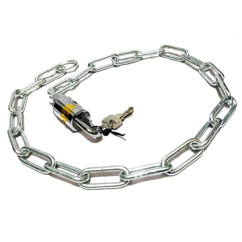 Steel Gate Chain with Lock - 20 inch security chain with integrated padlock and keys, ideal for gate and hardware locking in Sri Lanka.