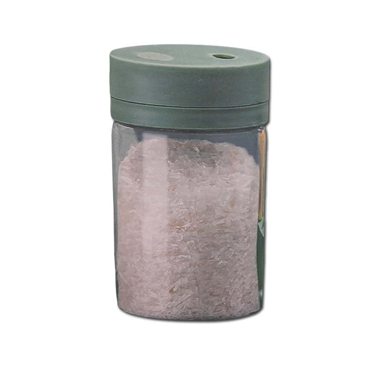 Compact glass spice jar with green airtight lid, ideal for salt or seasoning storage, included in the 9 PCS kitchen bottle set at Bamagate.com.