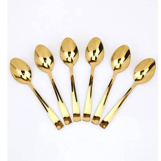 Set of 6 gold table spoons with a polished rose gold finish, ideal for elegant dining. Buy Gold Table Spoons Set Online Price in Sri Lanka.
