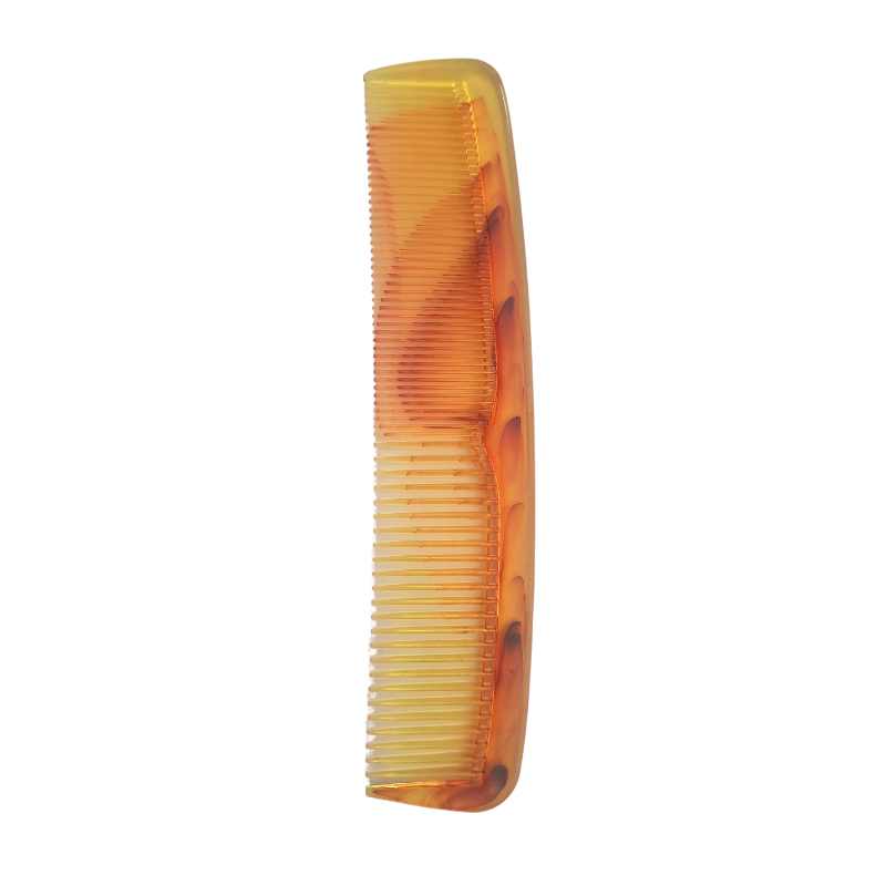 Hair Comb Regular Size with dual fine and wide teeth for effortless detangling. Durable amber plastic comb ideal for daily hair care routines.