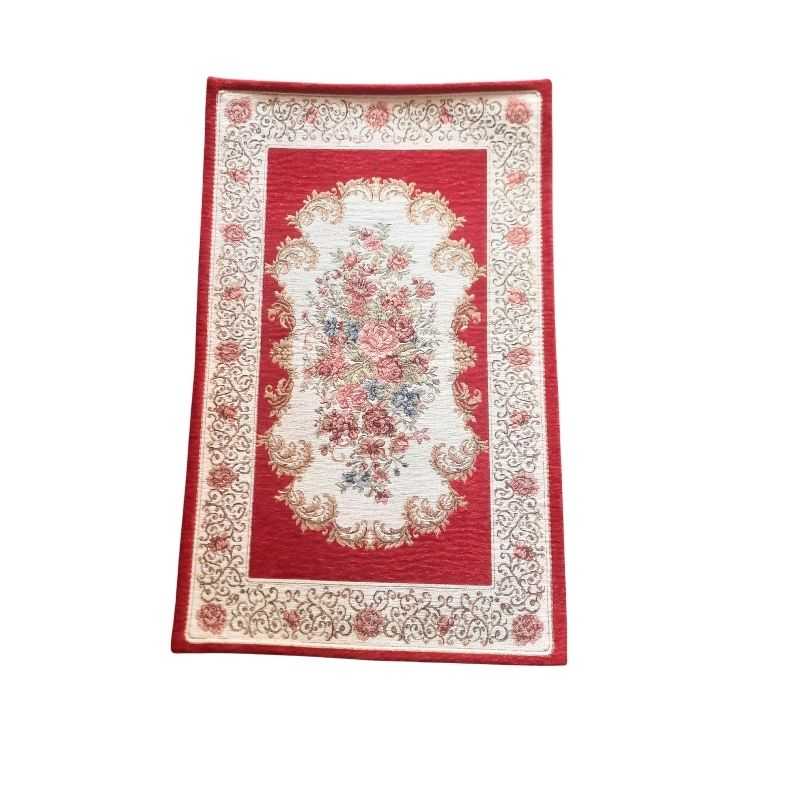 Indoor Bedroom Nonslip Rug 60 x 22 inch with floral pattern and ornate border, ideal for front of bed or entryway decor in home interiors.