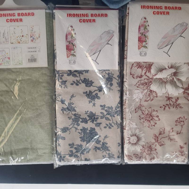 Assorted Ironing Board Fabric Covers with floral and plain designs, available at Bamagate.com under Ironing Board Covers category.