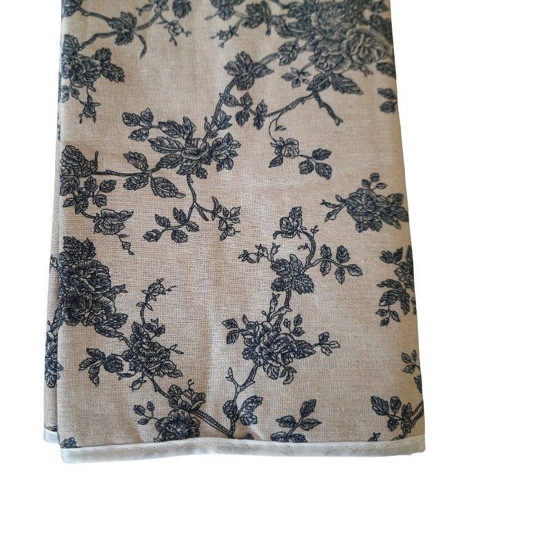 Beige Ironing Board Fabric Cover with black floral pattern, featured in Ironing Board Fabric Cover Price in Sri Lanka collection at Bamagate.com.
