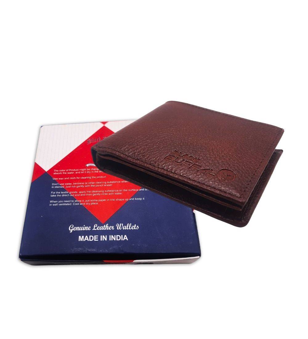 Crocodile Effect Leather Wallet Brown displayed with branded packaging, showcasing its premium texture and compact design for men.