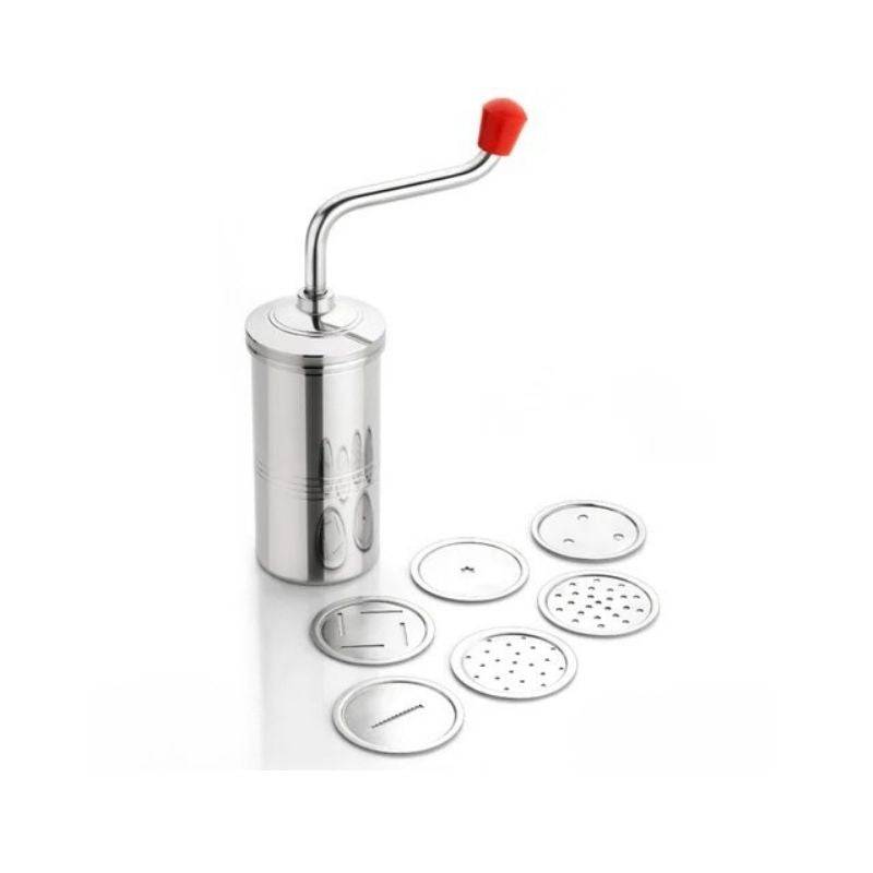 Best String Hopper Murukku Maker with 6 Blades Sri Lanka, stainless steel body and interchangeable discs for traditional South Asian cooking.