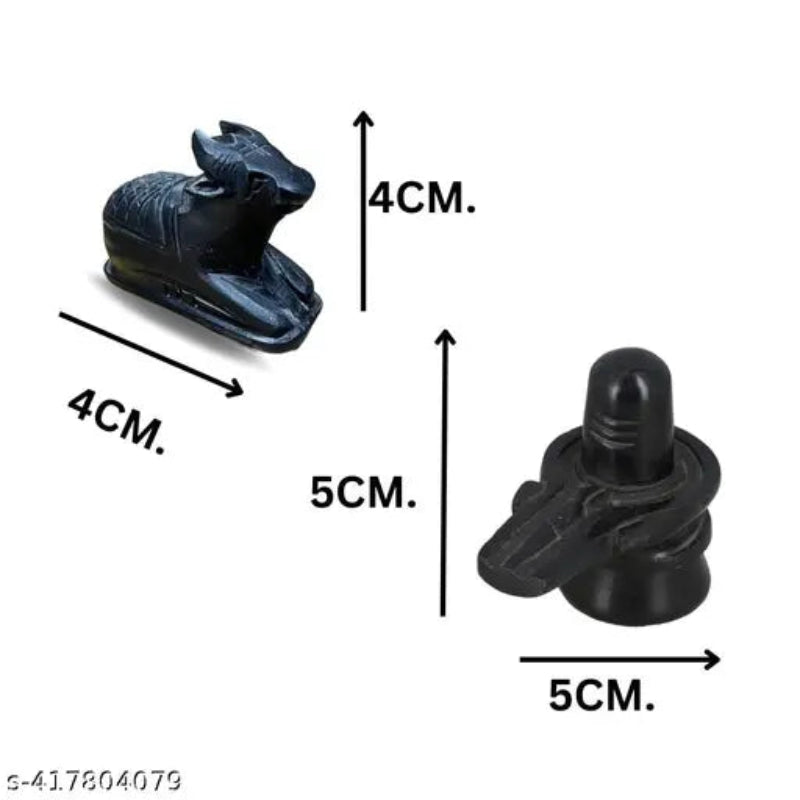 Dimensions of ceramic Sivalingam and Nandi statue set shown, compact size ideal for home temple or office desk. Buy online Sri Lanka.