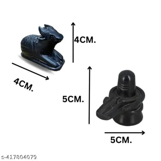 Dimensions of ceramic Sivalingam and Nandi statue set shown, compact size ideal for home temple or office desk. Buy online Sri Lanka.