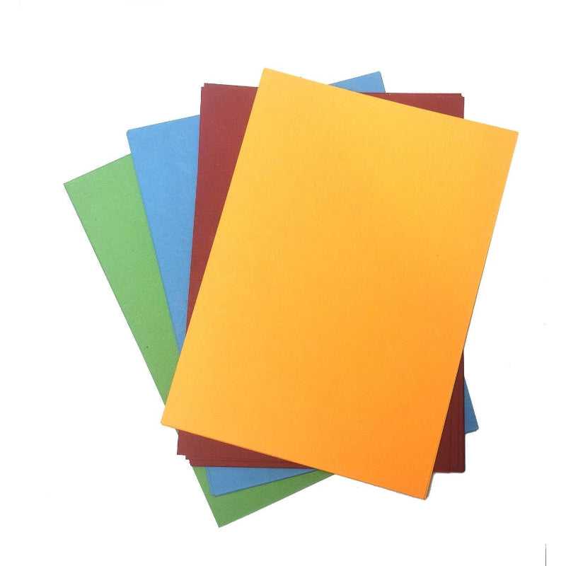 A4 Colored Board 10 PCS for Crafts & Projects | Bamagate.com. Assorted A4 paper boards in orange, red, blue, and green, ideal for school and office presentations.