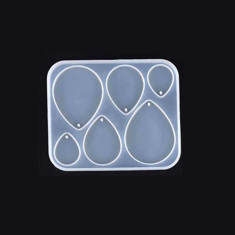 Earring Pendant Mold - Silicone Jewelry Maker with six teardrop-shaped cavities, ideal for crafting resin earrings and pendants. Non-toxic and reusable.