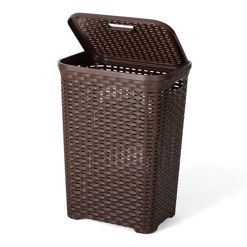 Phoenix Laundry Basket - Rattan Hamper in brown with 60L capacity and easy-carry handles, ideal for organized laundry storage in home spaces.