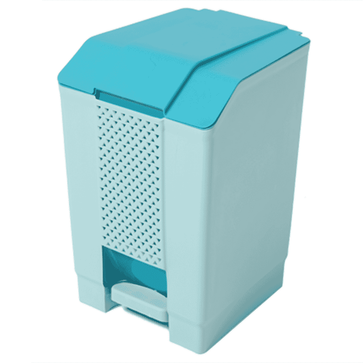Phoenix 10L Push Pedal Bin in teal and light blue, sleek and functional for home waste organization. Shop pedal dust bins at Phoenix Online Shop Sri Lanka.