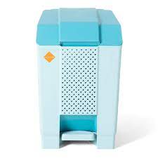 Phoenix 10L Push Pedal Bin in light blue with a bright blue lid, perfect for stylish home waste management. Available at Phoenix Online Shop Sri Lanka.