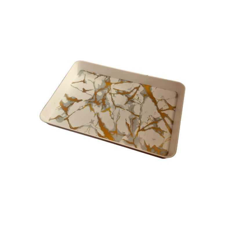 Gold Marble Texture Tray with elegant white and gold design, ideal for serving or decor in modern kitchens and dining spaces.