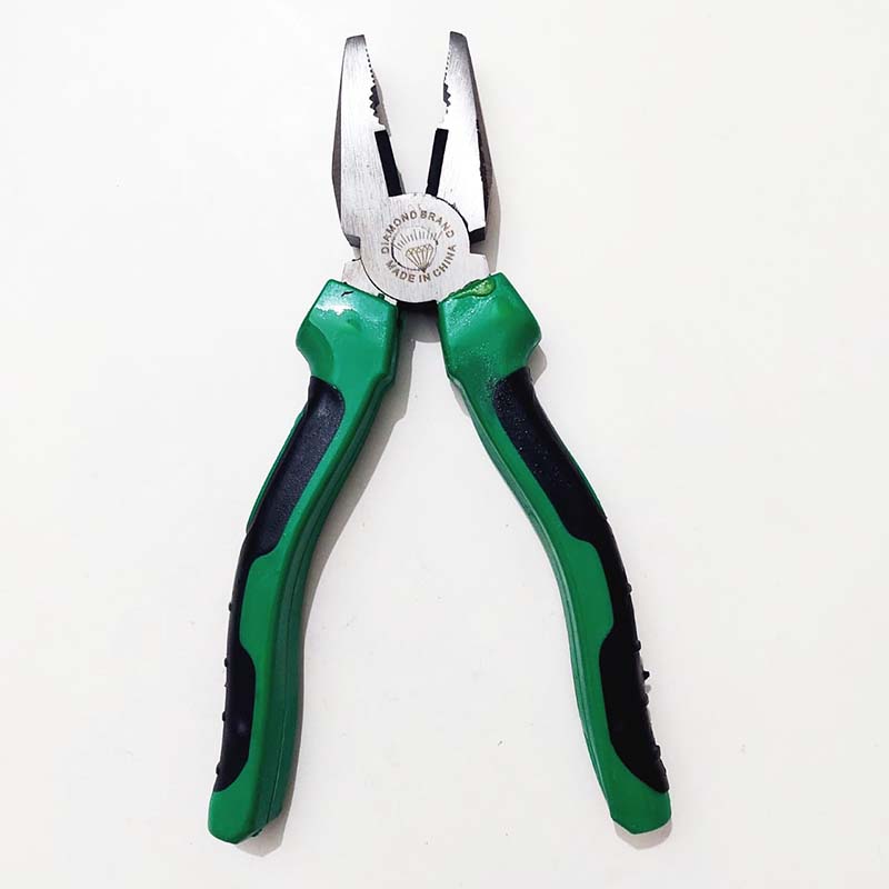 Combination Plier 200mm 8 inch with green and black grip handles, ideal for gripping and cutting tasks. Shop combination pliers price in Sri Lanka at Bamagate.com.
