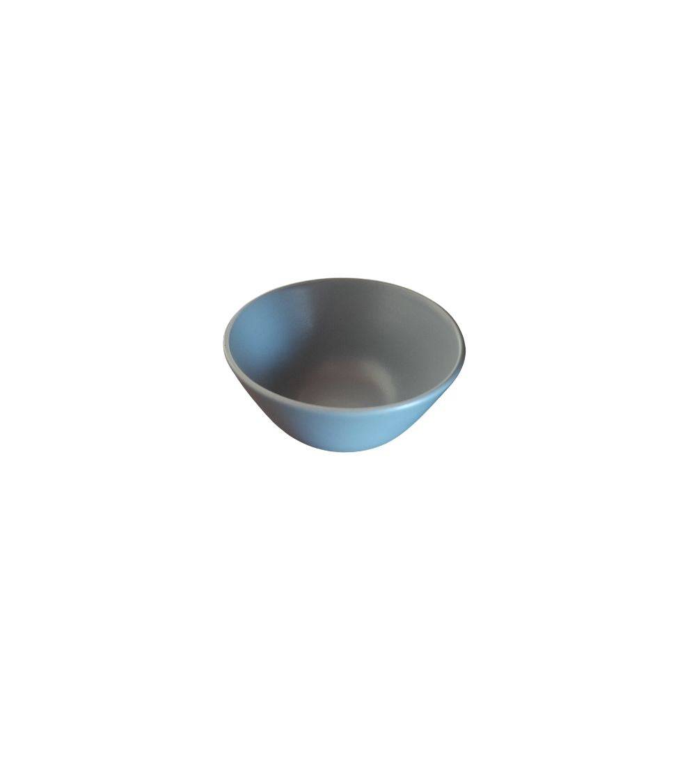 Porcelain dessert bowl with a sleek blue exterior and smooth gray interior, ideal for serving desserts, salads, and spices. Made of high-quality porcelain, 12 cm size.