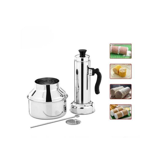 Buy Stainless Steel Puttu Maker 30cm Online Price Sri Lanka. Medium-size pittu maker with handle, base pot, and accessories for easy steaming.