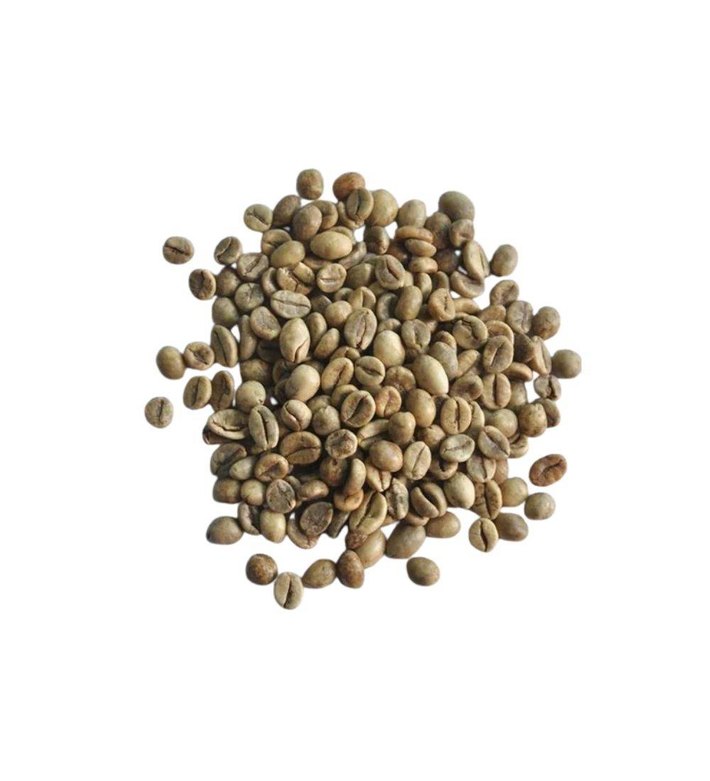 Whole raw coffee beans, organic and unroasted, showcasing pure Sri Lanka flavors. Premium 200g pack for fresh, rich, and aromatic coffee brewing.