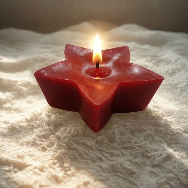 Scented Red Star Tealight Candle - Handmade Elegance