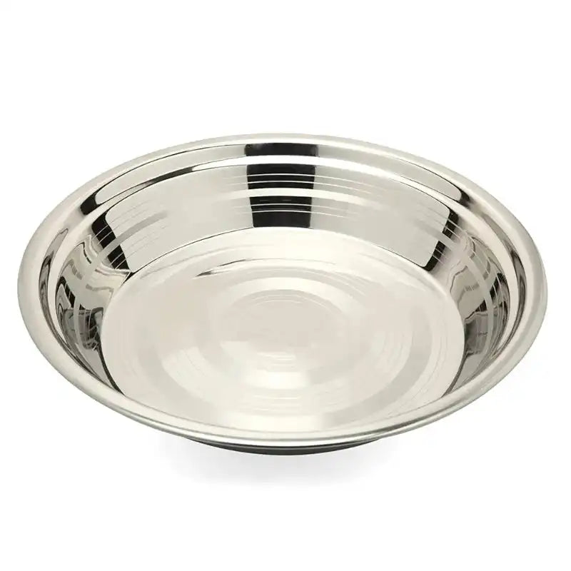 Stainless steel snack plate for easy serving, ideal for rice and snacks. Lightweight, durable, and perfect for everyday kitchen use.