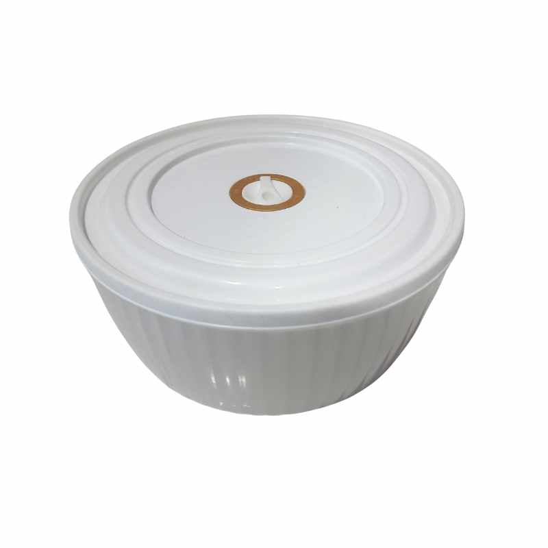 Plastic Food Storage Box Round 1.5 L with airtight lid, ideal for kitchen storage and microwave use. Durable plastic container for fresh food.