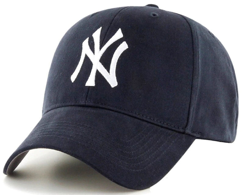 Men Adjustable NY Black Cap with bold white NY logo on front. Stylish men's fashion hat with curved brim for sun protection and streetwear appeal.