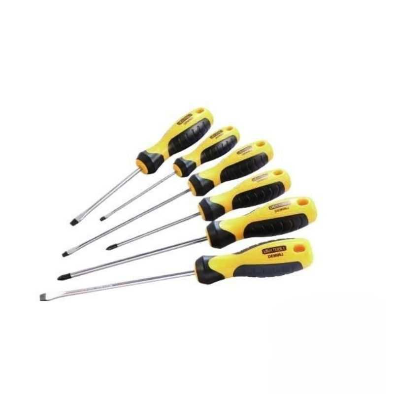 Screwdriver Set Flat & Cross 6PCS for Precise Tasks with ergonomic yellow-black handles, ideal for home improvement and professional use.