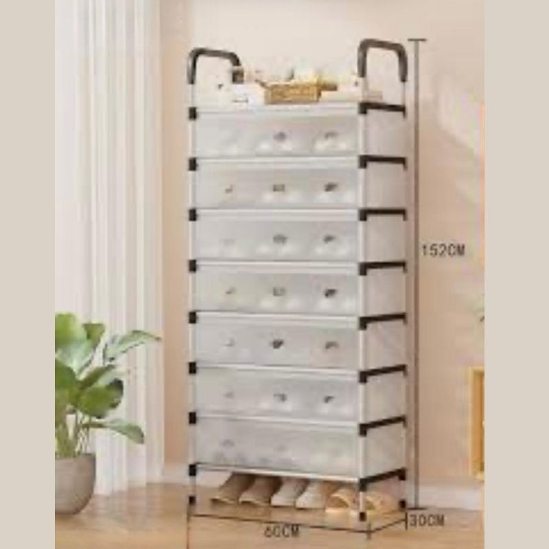 8 Layer Metal Shoe Rack with Dust Cover