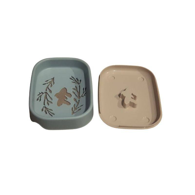 Two-piece Plastic Soap Dish with removable beige drain tray and blue top, prevents soap scum. Find bathroom accessories at Bamagate Sri Lanka.