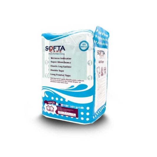 Softa Care Adult Diapers XL 10 PCS pack with wellness indicator and double tape, ideal for incontinence care in Sri Lanka.