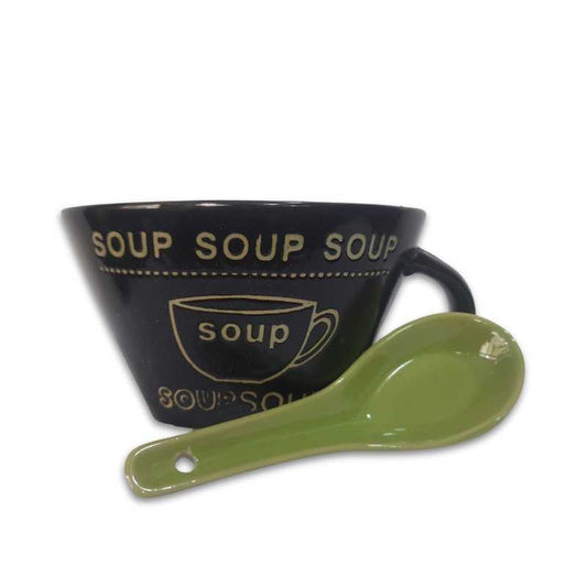 Black porcelain soup cup with green spoon, ideal for serving hot soups. Shop Soup Cup Porcelain with Spoon l Price in Sri Lanka online.