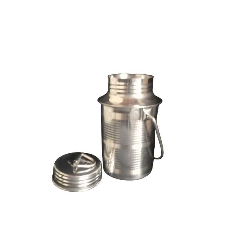 Open Stainless Steel Milk Thooku Can 2L showing lid and seamless interior, perfect for durable and clean milk storage in home or dairy use.